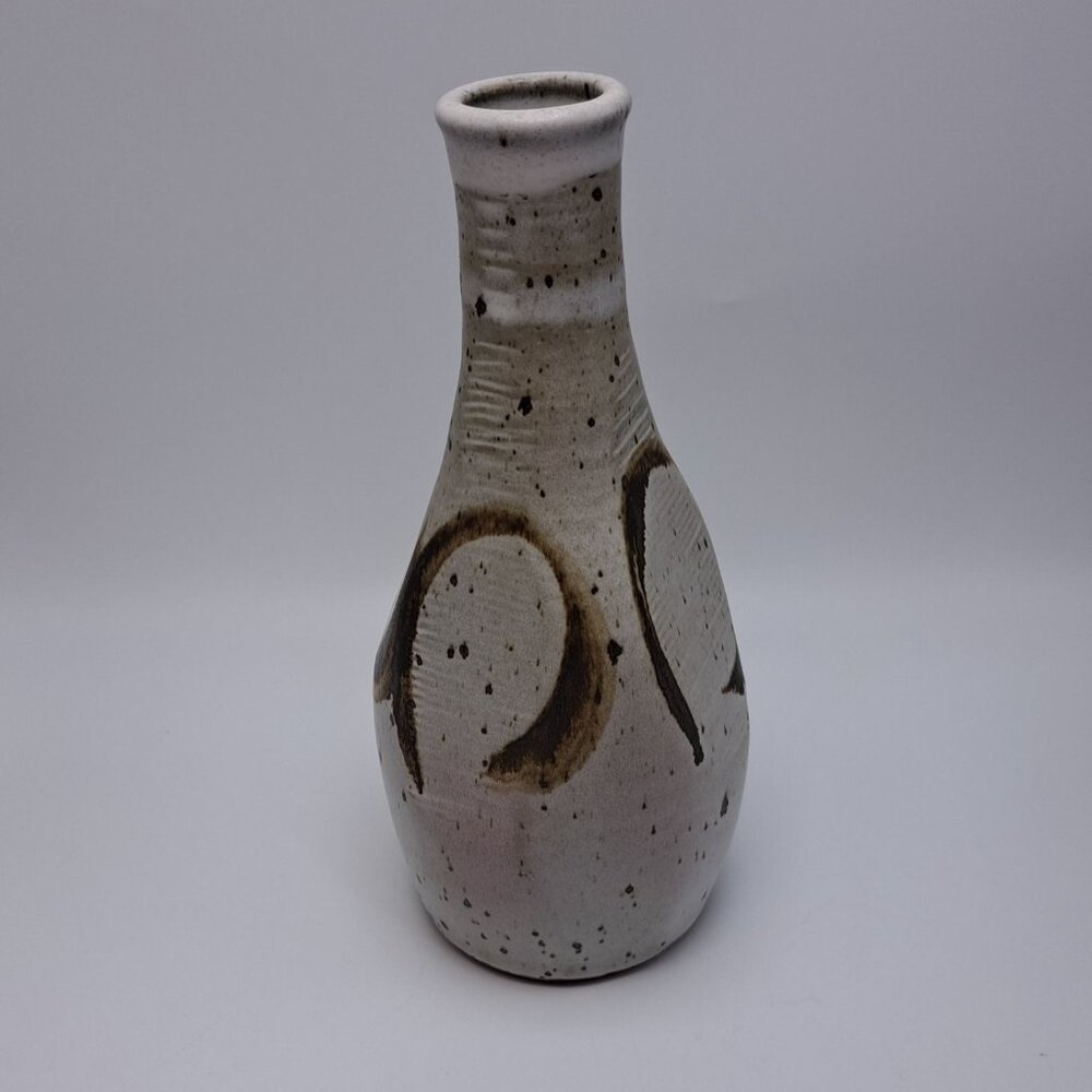 Handmade Ceramic Vase Speckled Glaze Abstract Design